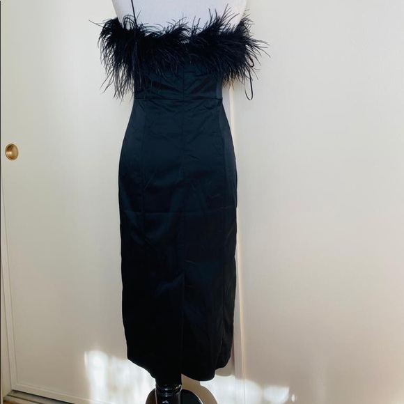 Lilya Feather Trim Satin Dress VERONICA BEARD - Picture 6 of 10